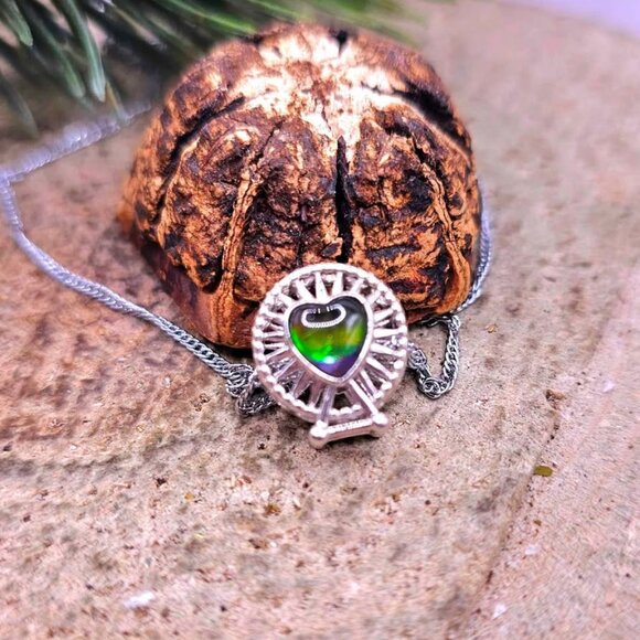 Genuine Canadian Ammolite Ferris Wheel 925 Pendant Necklace - Picture 9 of 11